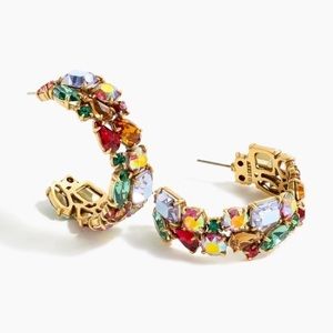 J.Crew Rainbow Crystal Hoop Earrings